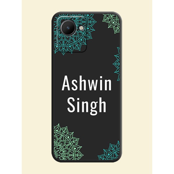 Your Name with Floral Design on Space Black Custom Soft Matte Back Cover - Narzo 50i Prime Your Name with Floral Design on Space Black Custom Soft Matte Back Cover - Narzo 50i Prime