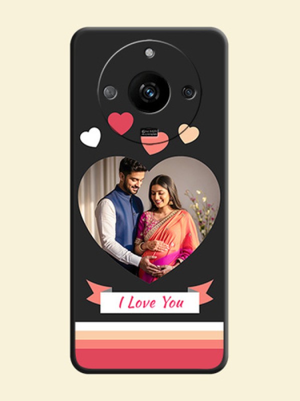 Love Shaped Photo with Colorful Stripes on Personalised Space Black Soft Matte Cases - Realme Narzo 60 5G