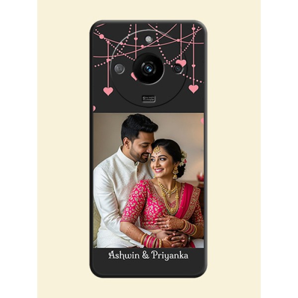 Pink Love Hangings with Text on Space Black Custom Soft Matte Back Cover - Realme Narzo 60 5G Pink Love Hangings with Text on Space Black Custom Soft Matte Back Cover - Realme Narzo 60 5G