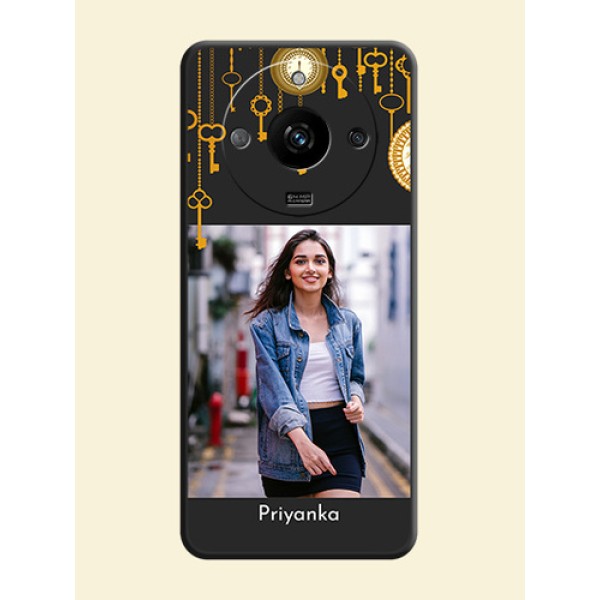 Decorative Design with Text on Space Black Custom Soft Matte Back Cover - Realme Narzo 60 5G Decorative Design with Text on Space Black Custom Soft Matte Back Cover - Realme Narzo 60 5G