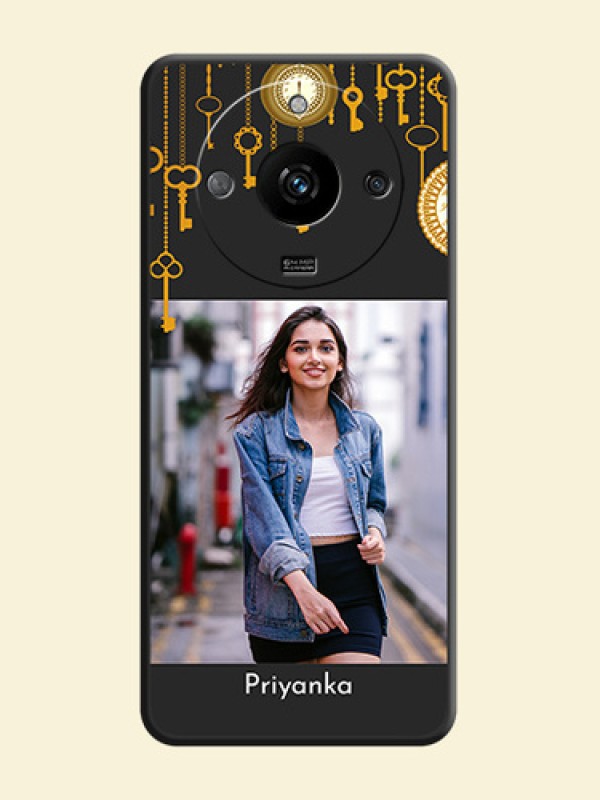 Decorative Design with Text on Space Black Custom Soft Matte Back Cover - Realme Narzo 60 5G