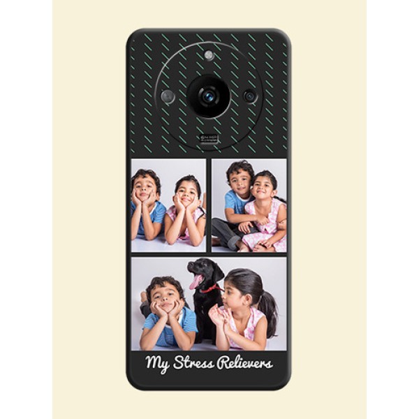Cross Dotted Pattern with 2 Image Holder on Personalised Space Black Soft Matte Cases - Realme Narzo 60 5G Cross Dotted Pattern with 2 Image Holder on Personalised Space Black Soft Matte Cases - Realme Narzo 60 5G