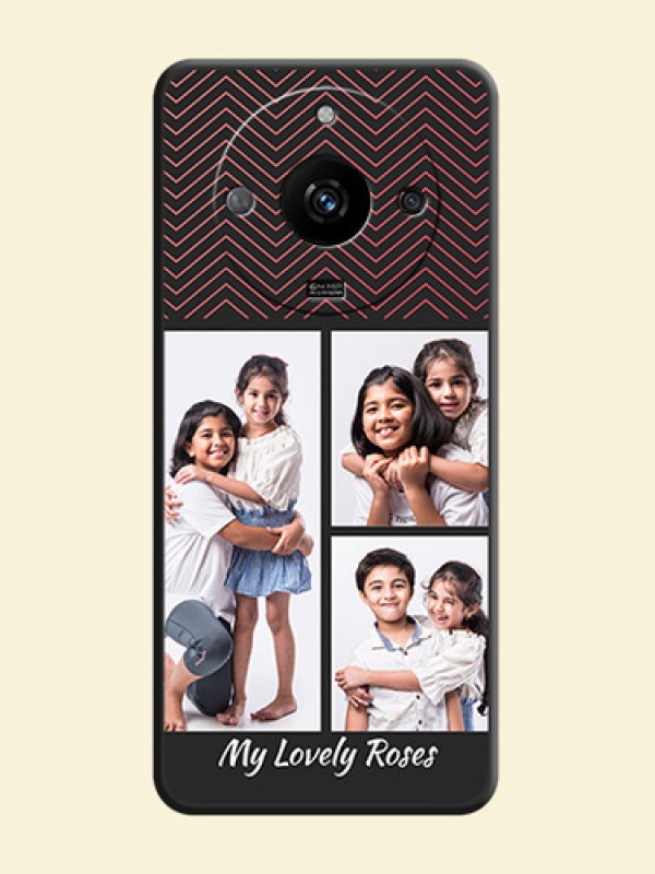 Wave Pattern with 3 Image Holder on Space Black Custom Soft Matte Back Cover - Realme Narzo 60 5G