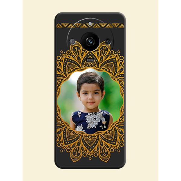 Round Image with Floral Design - Photo on Space Black Soft Matte Mobile Cover - Realme Narzo 60 5G Round Image with Floral Design - Photo on Space Black Soft Matte Mobile Cover - Realme Narzo 60 5G
