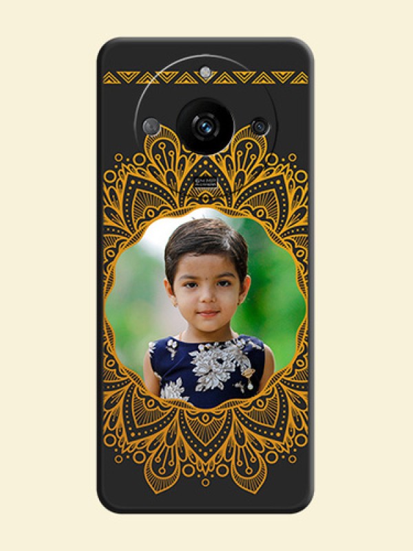Round Image with Floral Design - Photo on Space Black Soft Matte Mobile Cover - Realme Narzo 60 5G