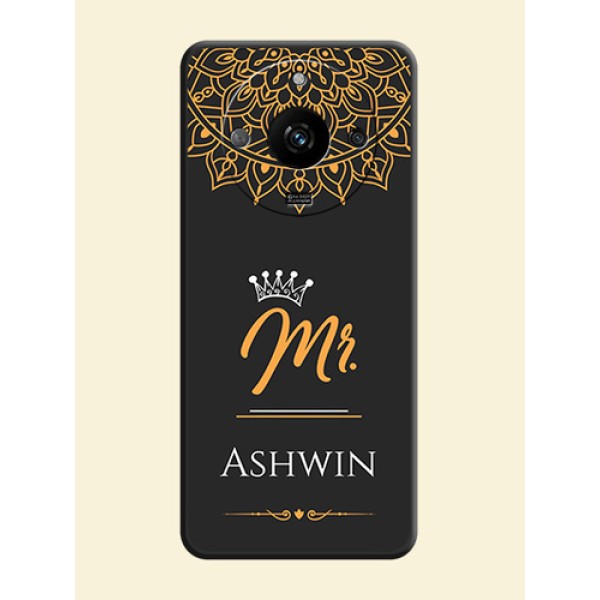 Mr Name with Floral Design on Personalised Space Black Soft Matte Cases - Realme Narzo 60 5G Mr Name with Floral Design on Personalised Space Black Soft Matte Cases - Realme Narzo 60 5G