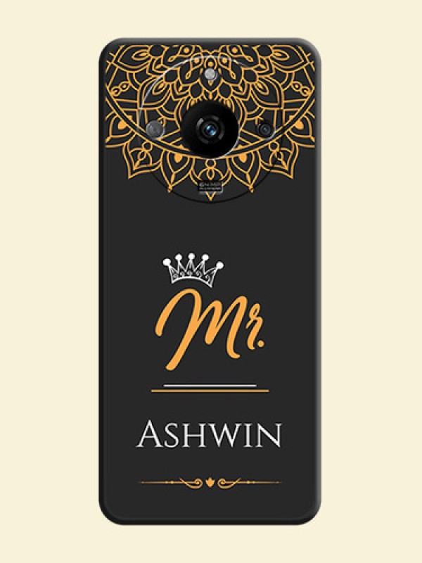 Mr Name with Floral Design on Personalised Space Black Soft Matte Cases - Realme Narzo 60 5G