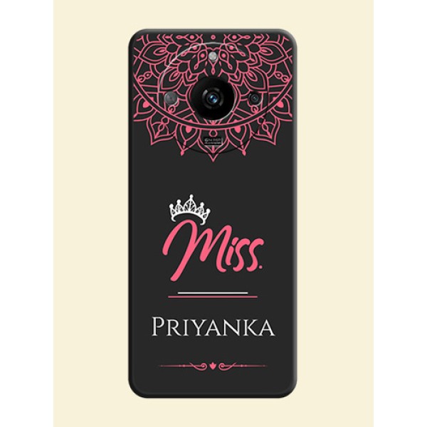Mrs Name with Floral Design on Space Black Personalized Soft Matte Phone Covers - Realme Narzo 60 5G Mrs Name with Floral Design on Space Black Personalized Soft Matte Phone Covers - Realme Narzo 60 5G