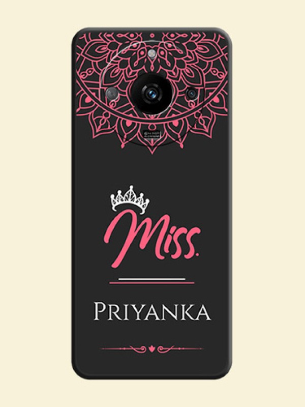Mrs Name with Floral Design on Space Black Personalized Soft Matte Phone Covers - Realme Narzo 60 5G
