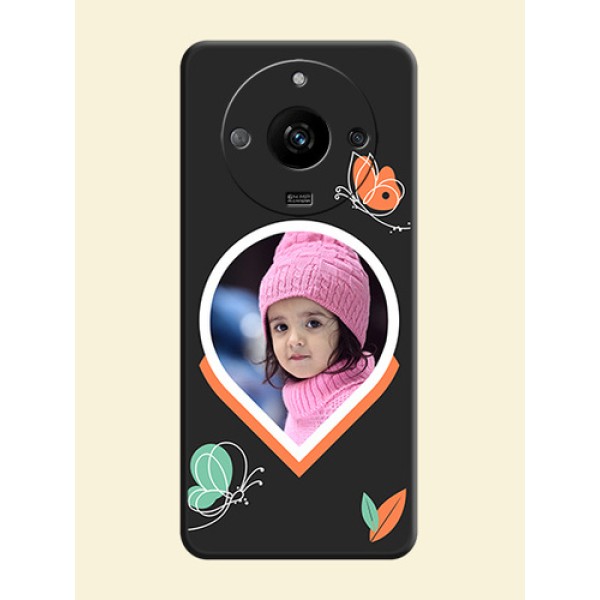 Upload Pic With Simple Butterly Design On Space Black Personalized Soft Matte Phone Covers - Realme Narzo 60 5G Upload Pic With Simple Butterly Design On Space Black Personalized Soft Matte Phone Covers - Realme Narzo 60 5G