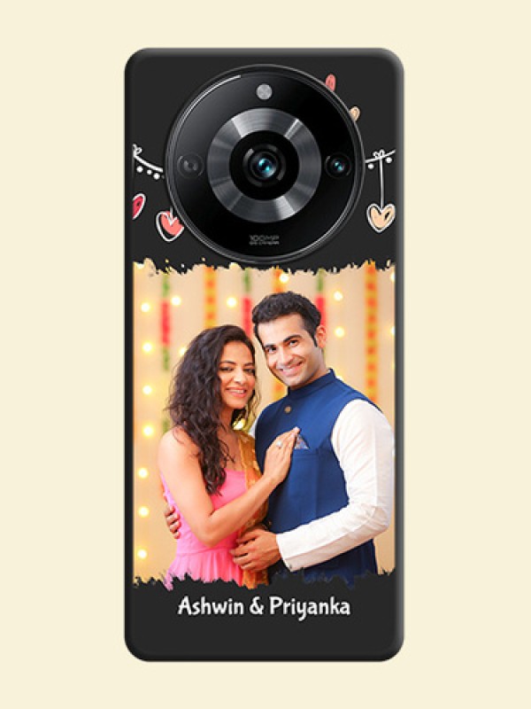 Pink Love Hangings with Name on Space Black Custom Soft Matte Phone Cases - Narzo 60 Pro 5G