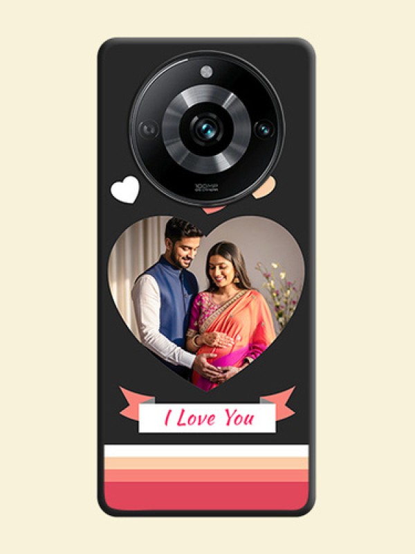 Love Shaped Photo with Colorful Stripes on Personalised Space Black Soft Matte Cases - Narzo 60 Pro 5G