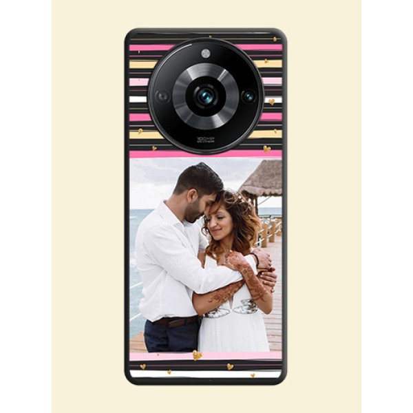 Multicolor Lines and Golden Love Symbols Design - Photo on Space Black Soft Matte Mobile Cover - Narzo 60 Pro 5G Multicolor Lines and Golden Love Symbols Design - Photo on Space Black Soft Matte Mobile Cover - Narzo 60 Pro 5G