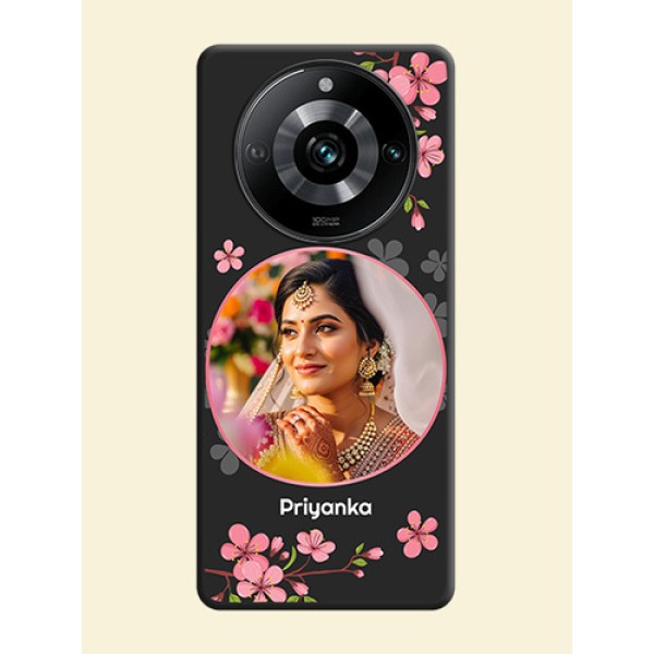 Round Image with Pink Color Floral Design - Photo on Space Black Soft Matte Back Cover - Narzo 60 Pro 5G Round Image with Pink Color Floral Design - Photo on Space Black Soft Matte Back Cover - Narzo 60 Pro 5G