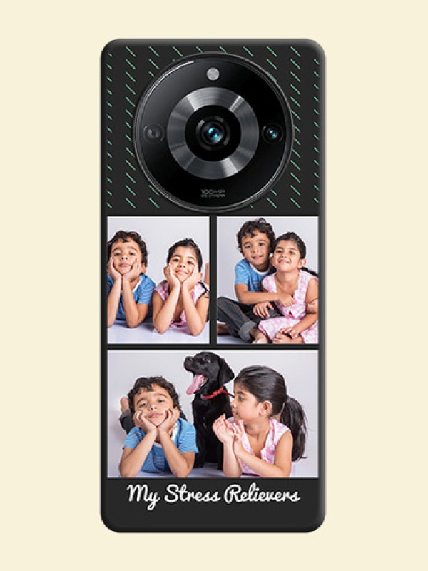Cross Dotted Pattern with 2 Image Holder on Personalised Space Black Soft Matte Cases - Narzo 60 Pro 5G