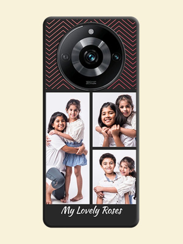 Wave Pattern with 3 Image Holder on Space Black Custom Soft Matte Back Cover - Narzo 60 Pro 5G