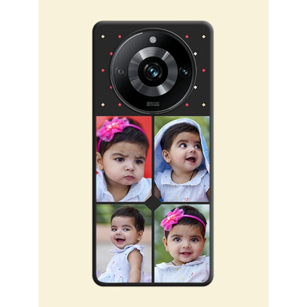 Multicolor Dotted Pattern with 4 Image Holder on Space Black Custom Soft Matte Phone Cases - Narzo 60 Pro 5G Multicolor Dotted Pattern with 4 Image Holder on Space Black Custom Soft Matte Phone Cases - Narzo 60 Pro 5G