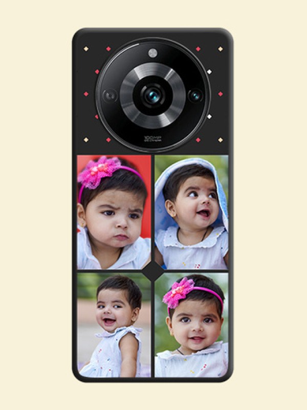 Multicolor Dotted Pattern with 4 Image Holder on Space Black Custom Soft Matte Phone Cases - Narzo 60 Pro 5G
