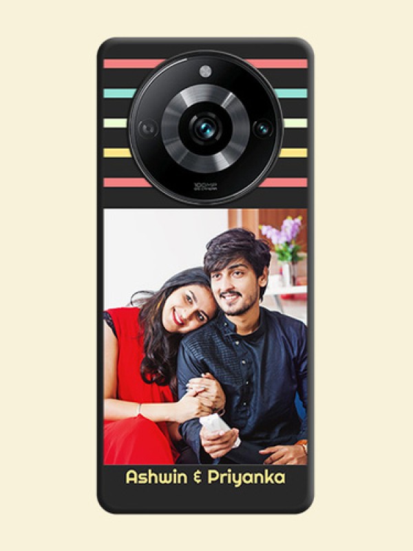 Color Stripes with Photo and Text - Photo on Space Black Soft Matte Mobile Case - Narzo 60 Pro 5G