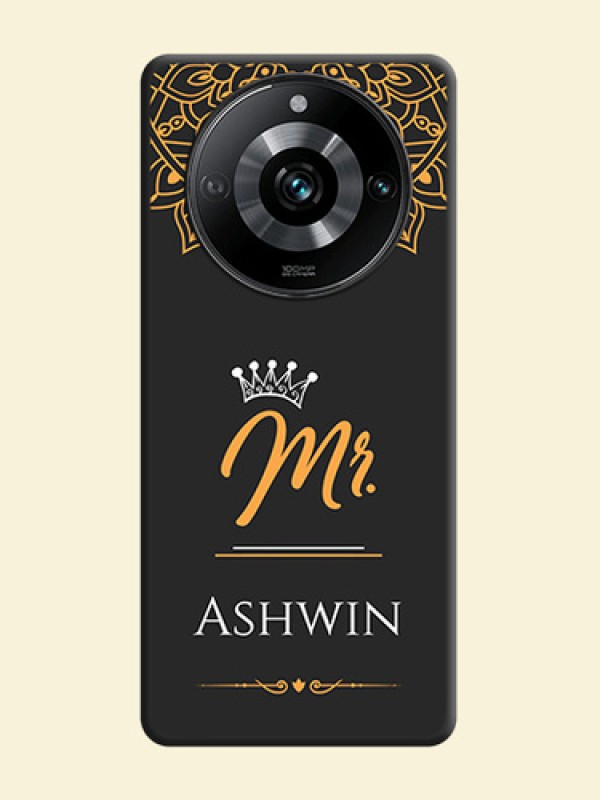 Mr Name with Floral Design on Personalised Space Black Soft Matte Cases - Narzo 60 Pro 5G