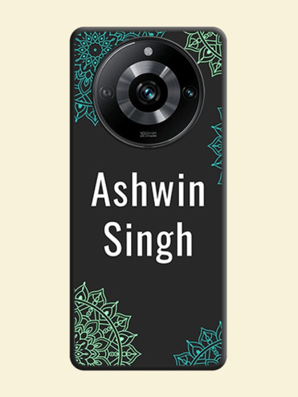 Your Name with Floral Design on Space Black Custom Soft Matte Back Cover - Narzo 60 Pro 5G