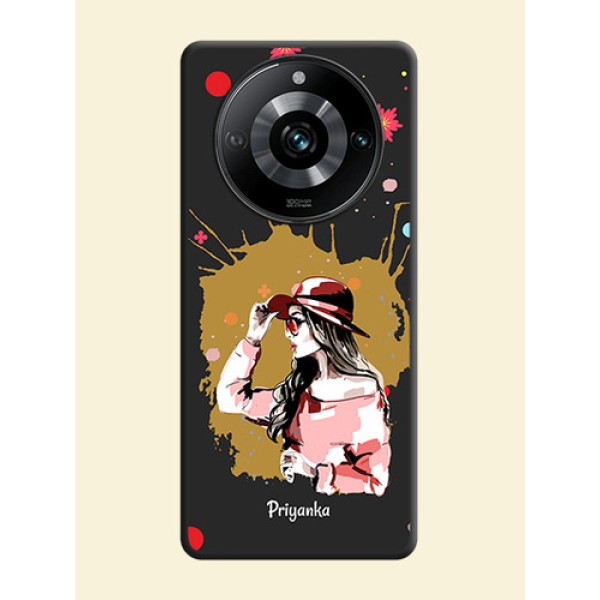 Mordern Lady With Color Splash Background With Custom Text On Space Black Personalized Soft Matte Phone Covers - Narzo 60 Pro 5G