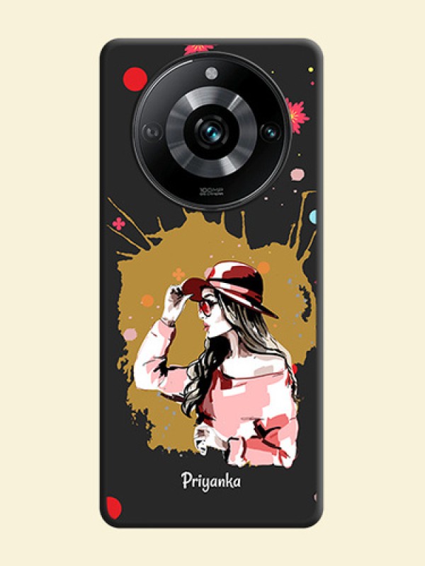 Mordern Lady With Color Splash Background With Custom Text On Space Black Personalized Soft Matte Phone Covers - Narzo 60 Pro 5G