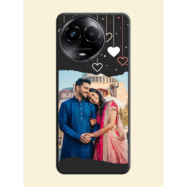 Love Hangings with Splash Wave Picture On Space Black Custom Soft Matte Mobile Back Cover - Narzo 60X 5G