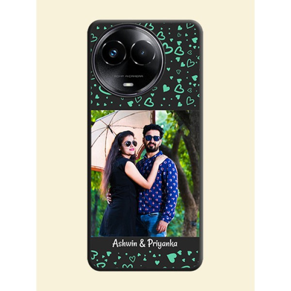 Sea Green Indefinite Love Pattern on Photo On Space Black Custom Soft Matte Mobile Back Cover - Narzo 60X 5G