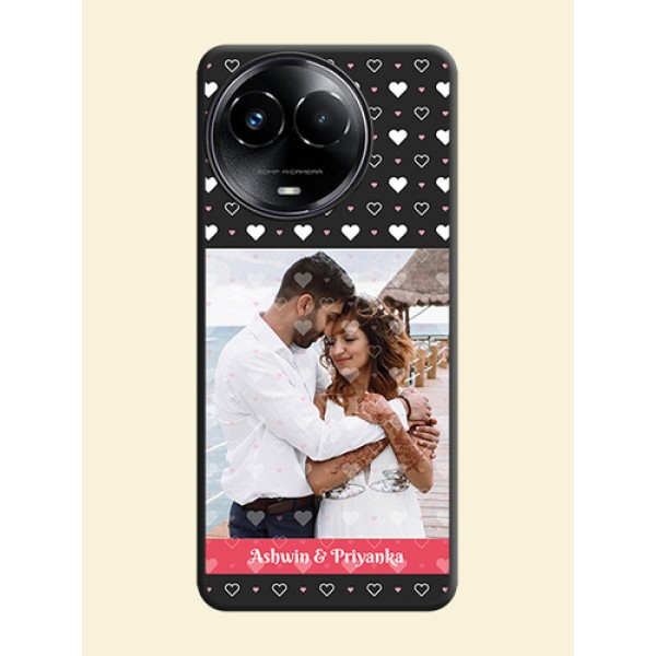 White Color Love Symbols with Text Design on Photo On Space Black Custom Soft Matte Mobile Back Cover - Narzo 60X 5G