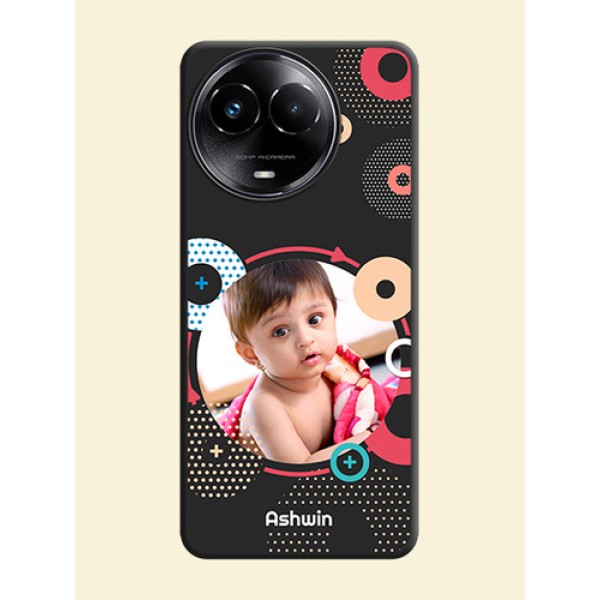 Multicoloured Round Image On Space Black Custom Soft Matte Mobile Back Cover - Narzo 60X 5G Multicoloured Round Image On Space Black Custom Soft Matte Mobile Back Cover - Narzo 60X 5G