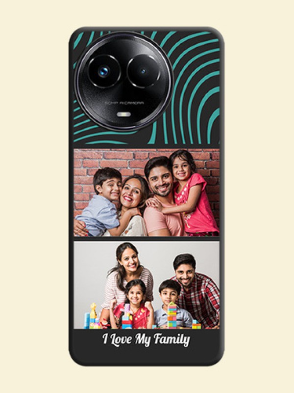 Wave Pattern with 2 Image Holder On Space Black Custom Soft Matte Mobile Back Cover - Narzo 60X 5G