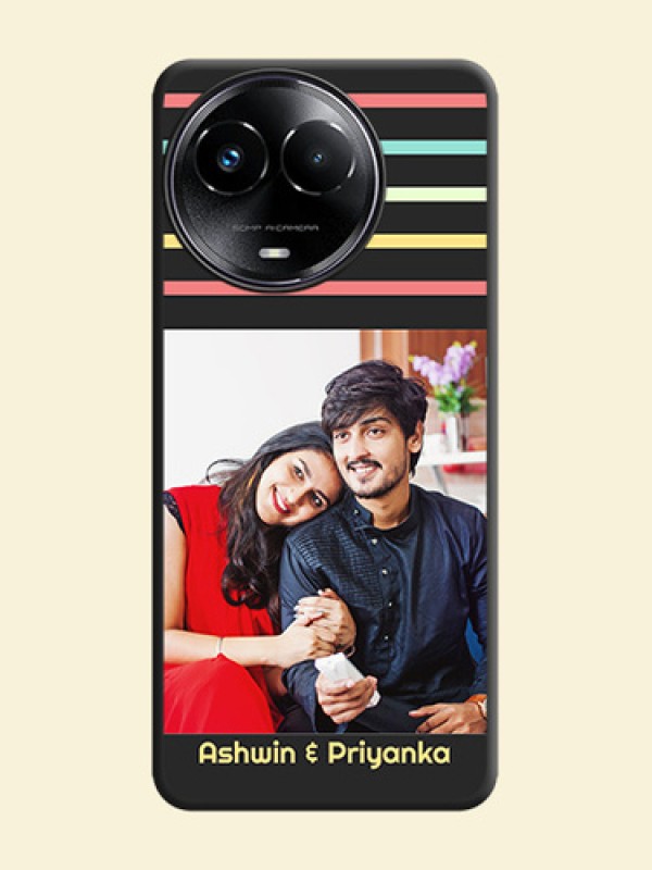 Color Stripes with Photo and Text on Photo  On Space Black Custom Soft Matte Mobile Back Cover - Narzo 60X 5G