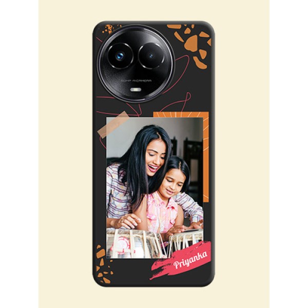 Orange Photo Frame On Space Black Custom Soft Matte Mobile Back Cover - Narzo 60X 5G Orange Photo Frame On Space Black Custom Soft Matte Mobile Back Cover - Narzo 60X 5G