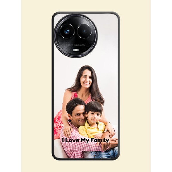 Full Single Pic Upload With Text On Space Black Custom Soft Matte Mobile Back Cover - Narzo 60X 5G Full Single Pic Upload With Text On Space Black Custom Soft Matte Mobile Back Cover - Narzo 60X 5G
