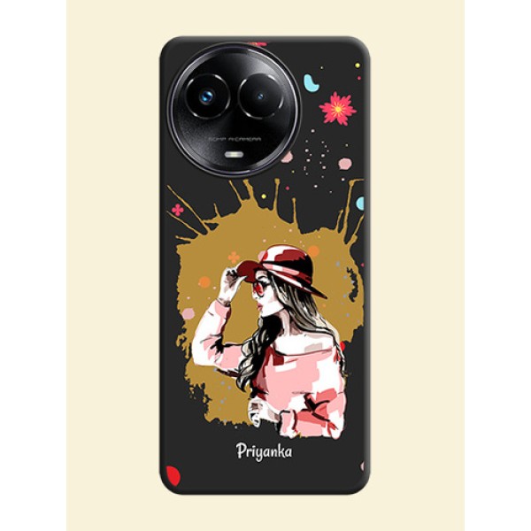 Mordern Lady With Color Splash Background With Custom Text On Space Black Custom Soft Matte Mobile Back Cover - Narzo 60X 5G