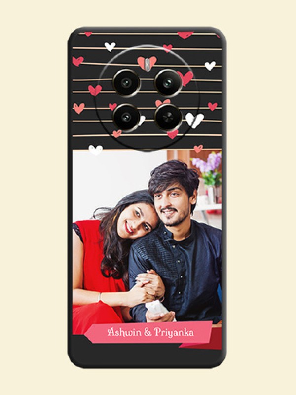 Love Pattern with Name on Pink Ribbon - Photo on Space Black Soft Matte Back Cover - Realme Narzo 70 5G