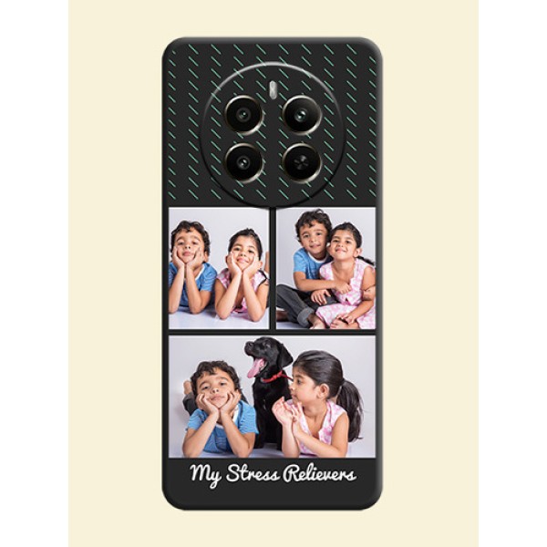 Cross Dotted Pattern with 2 Image Holder on Personalised Space Black Soft Matte Cases - Realme Narzo 70 5G Cross Dotted Pattern with 2 Image Holder on Personalised Space Black Soft Matte Cases - Realme Narzo 70 5G