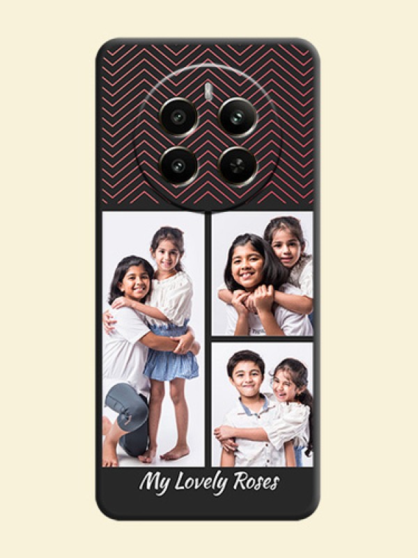 Wave Pattern with 3 Image Holder on Space Black Custom Soft Matte Back Cover - Realme Narzo 70 5G