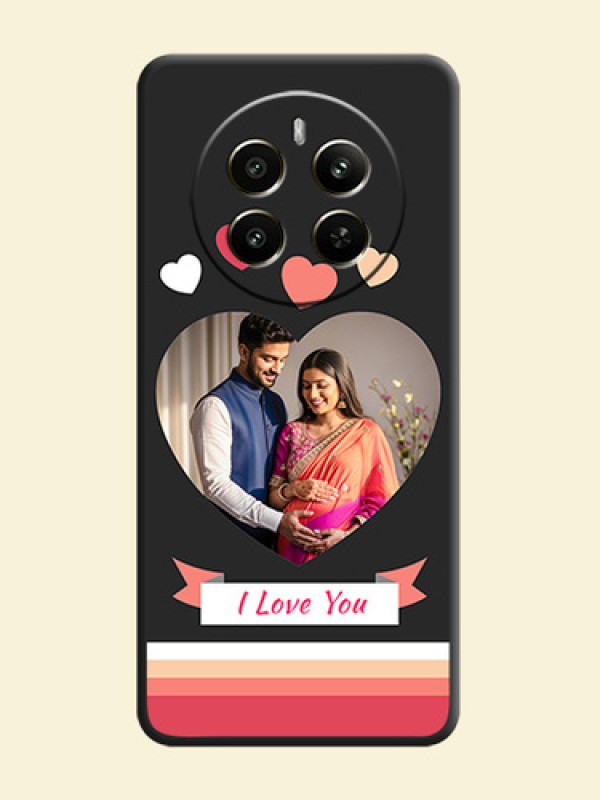 Love Shaped Photo with Colorful Stripes on Personalised Space Black Soft Matte Cases - Narzo 70 Pro 5G