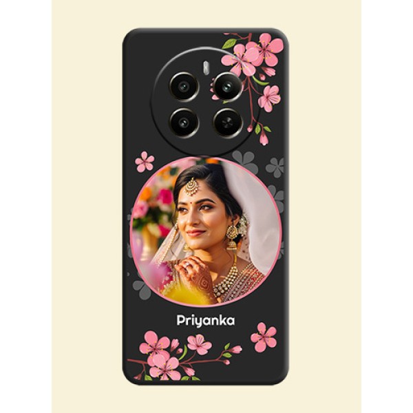 Round Image with Pink Color Floral Design - Photo on Space Black Soft Matte Back Cover - Narzo 70 Pro 5G Round Image with Pink Color Floral Design - Photo on Space Black Soft Matte Back Cover - Narzo 70 Pro 5G