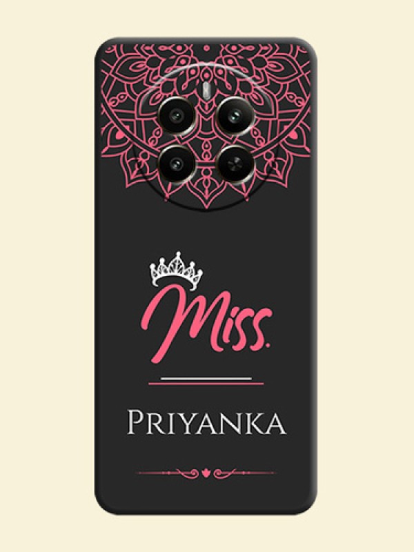 Mrs Name with Floral Design on Space Black Personalized Soft Matte Phone Covers - Narzo 70 Pro 5G