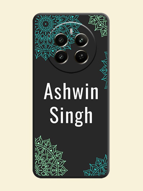 Your Name with Floral Design on Space Black Custom Soft Matte Back Cover - Narzo 70 Pro 5G