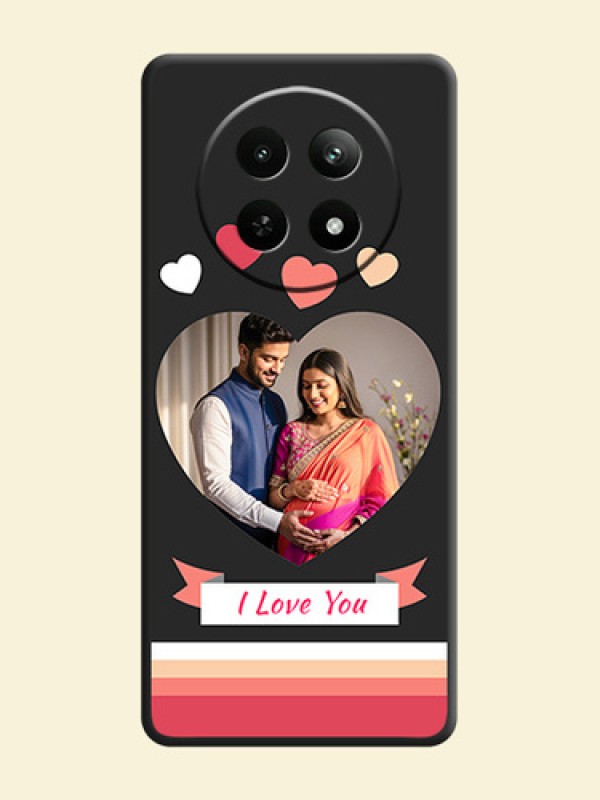 Love Shaped Photo with Colorful Stripes on Personalised Space Black Soft Matte Cases - Realme Narzo 70X 5G