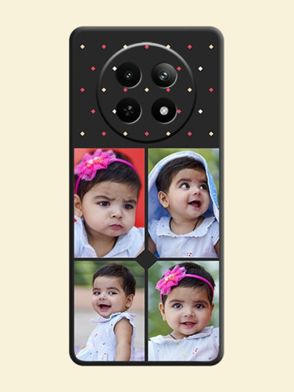 Multicolor Dotted Pattern with 4 Image Holder on Space Black Custom Soft Matte Phone Cases - Realme Narzo 70X 5G