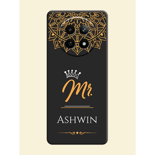 Mr Name with Floral Design on Personalised Space Black Soft Matte Cases - Realme Narzo 70X 5G Mr Name with Floral Design on Personalised Space Black Soft Matte Cases - Realme Narzo 70X 5G