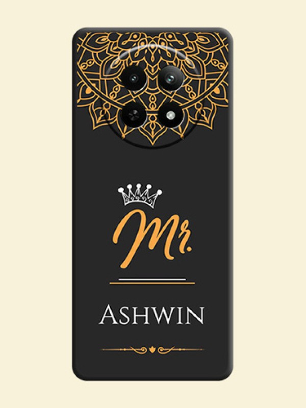 Mr Name with Floral Design on Personalised Space Black Soft Matte Cases - Realme Narzo 70X 5G