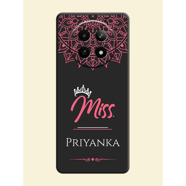 Mrs Name with Floral Design on Space Black Personalized Soft Matte Phone Covers - Realme Narzo 70X 5G Mrs Name with Floral Design on Space Black Personalized Soft Matte Phone Covers - Realme Narzo 70X 5G