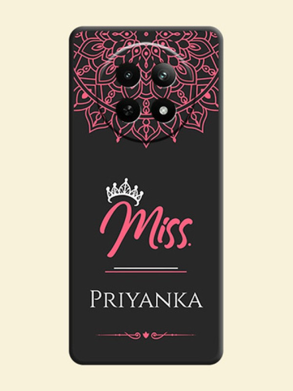 Mrs Name with Floral Design on Space Black Personalized Soft Matte Phone Covers - Realme Narzo 70X 5G