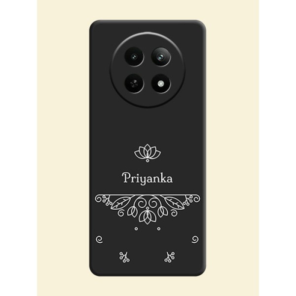 Lotus Garden Custom Text On Space Black Personalized Soft Matte Phone Covers - Realme Narzo 70X 5G Lotus Garden Custom Text On Space Black Personalized Soft Matte Phone Covers - Realme Narzo 70X 5G